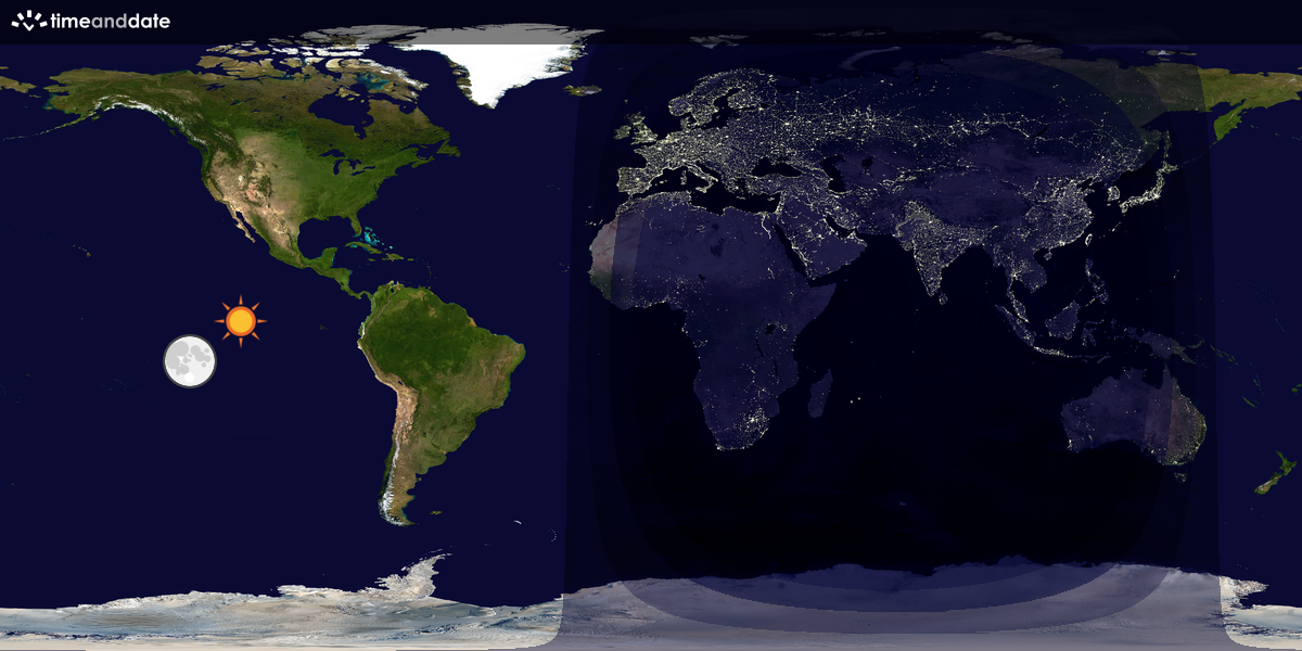 Verdenskart som viser dag og natt 