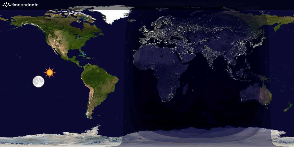 Verdenskart som viser dag og natt 