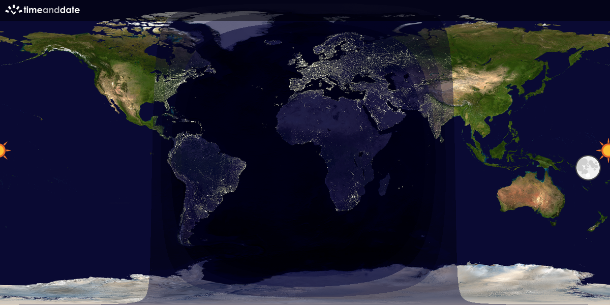Verdenskart som viser dag og natt 