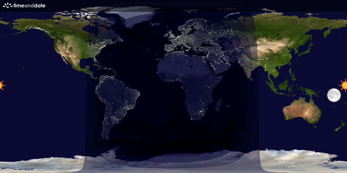 Verdenskart som viser dag og natt 