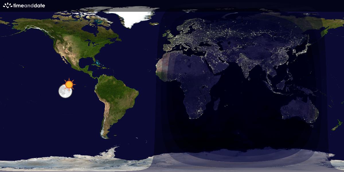 Verdenskart som viser dag og natt 