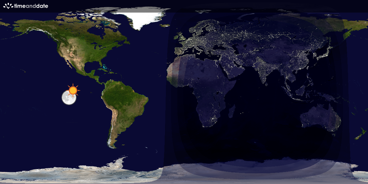 Verdenskart som viser dag og natt 