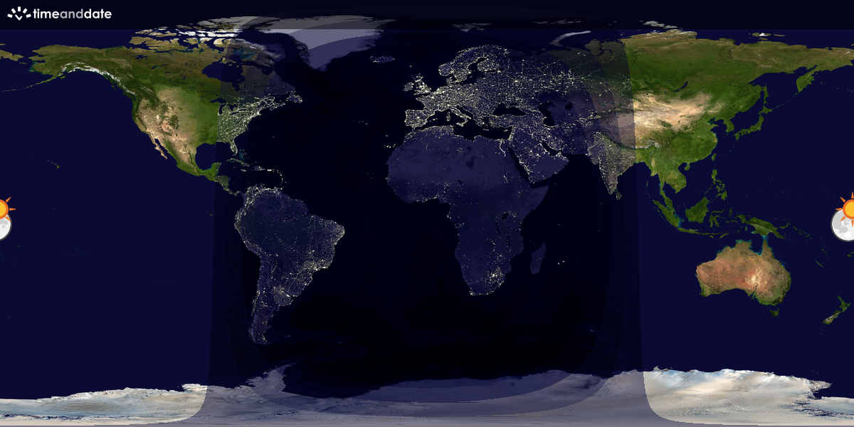 Verdenskart som viser dag og natt 