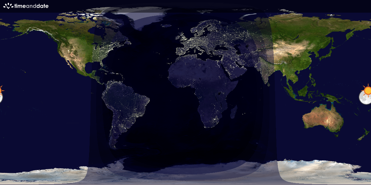 Verdenskart som viser dag og natt 