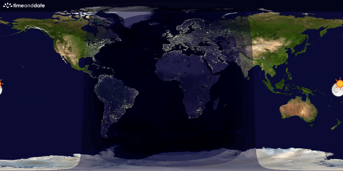 Verdenskart som viser dag og natt 
