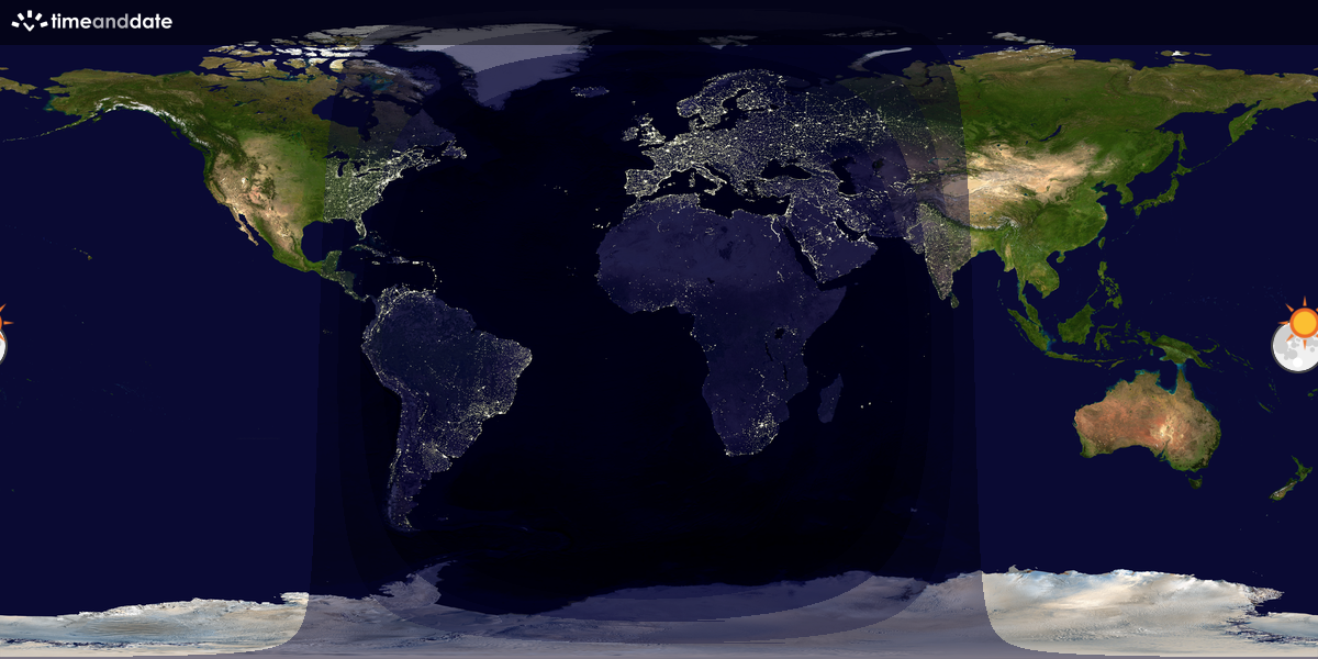 Verdenskart som viser dag og natt 