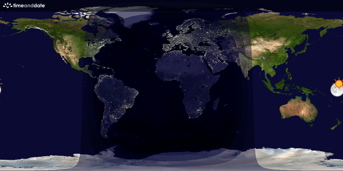 Verdenskart som viser dag og natt 