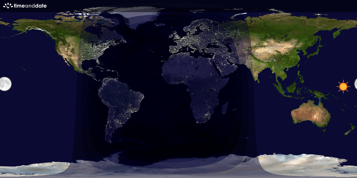 Verdenskart som viser dag og natt 