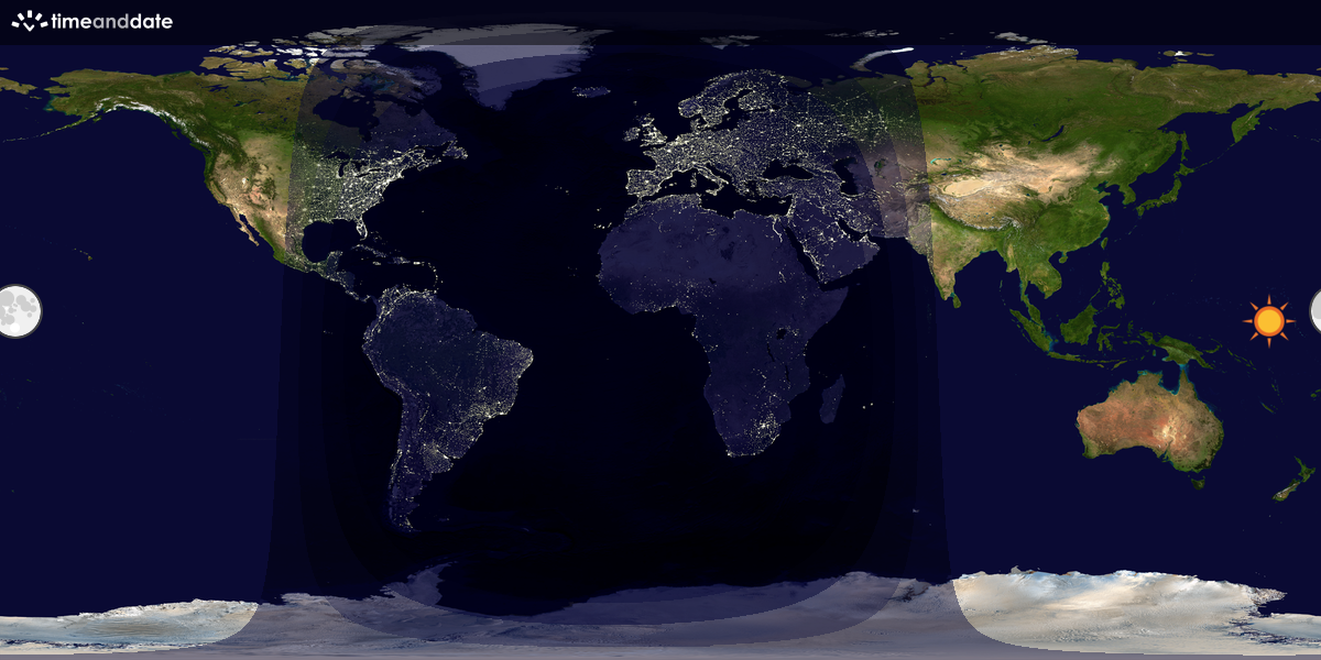 Verdenskart som viser dag og natt 