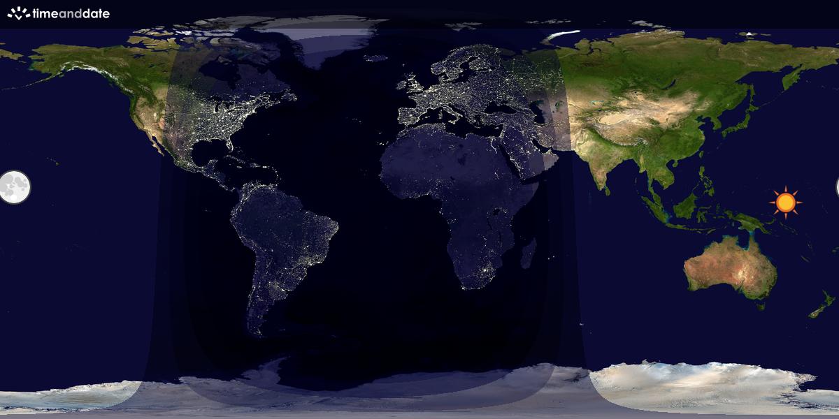 Verdenskart som viser dag og natt 