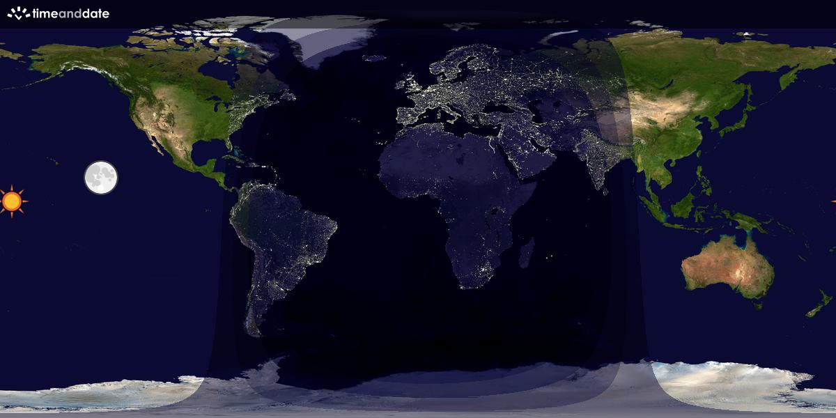 Verdenskart som viser dag og natt 