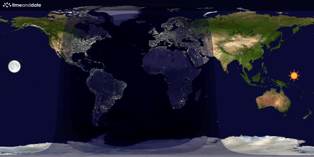 Verdenskart som viser dag og natt 