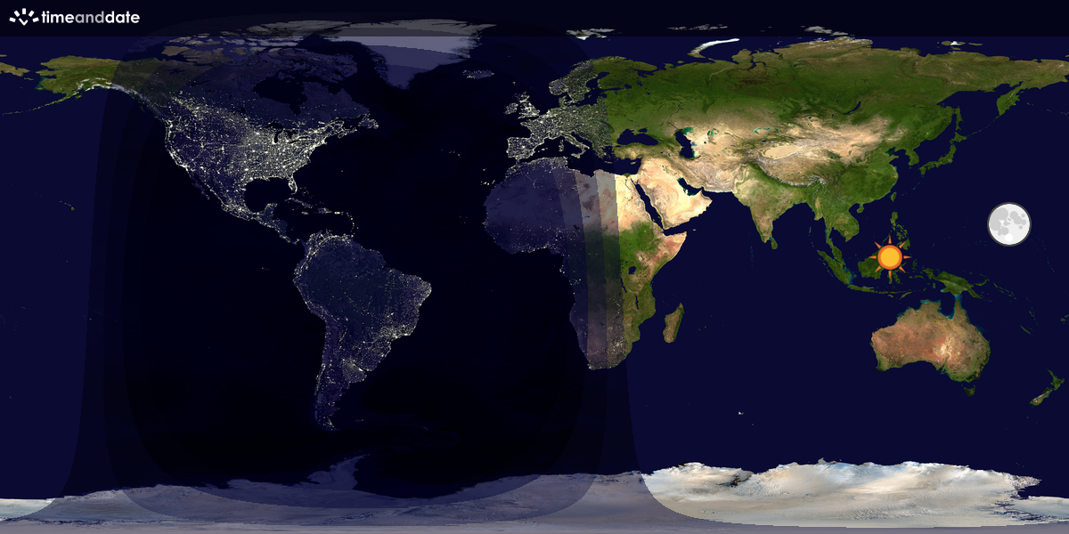 Verdenskart som viser dag og natt 