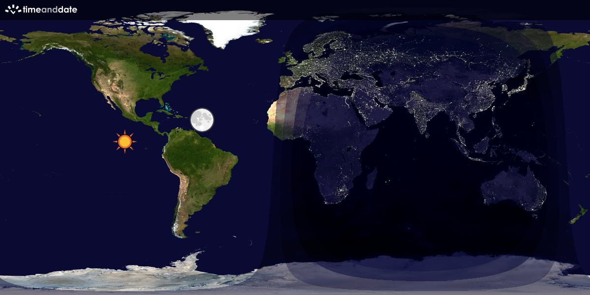 Verdenskart som viser dag og natt 