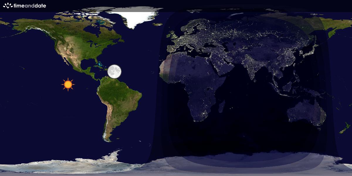 Verdenskart som viser dag og natt 