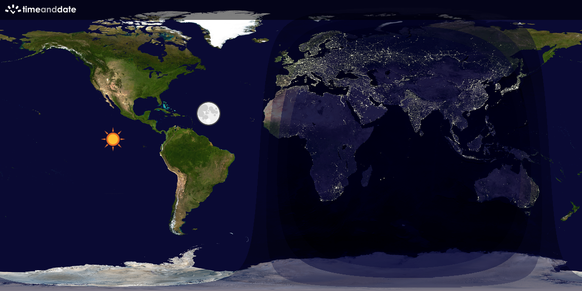 Verdenskart som viser dag og natt 