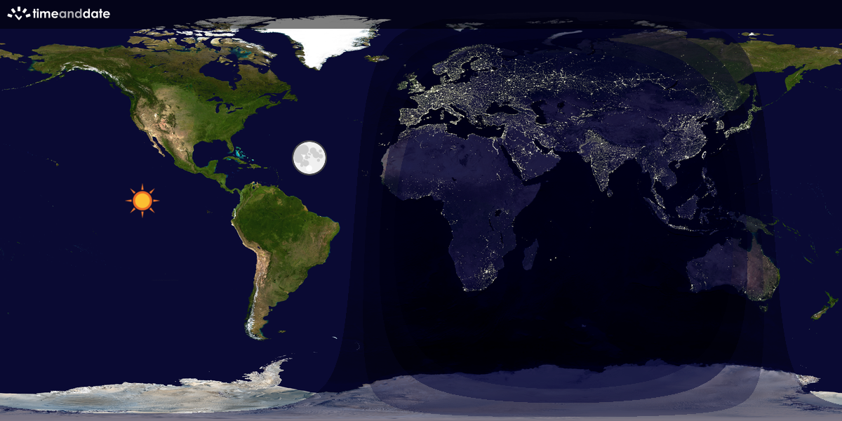 Verdenskart som viser dag og natt 