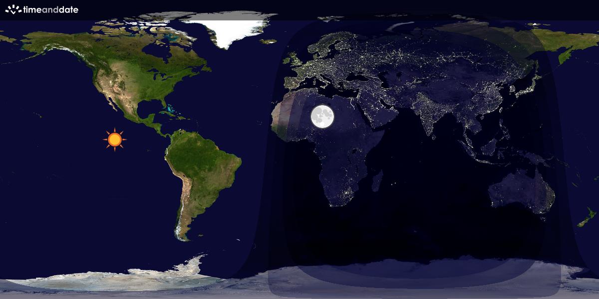 Verdenskart som viser dag og natt 