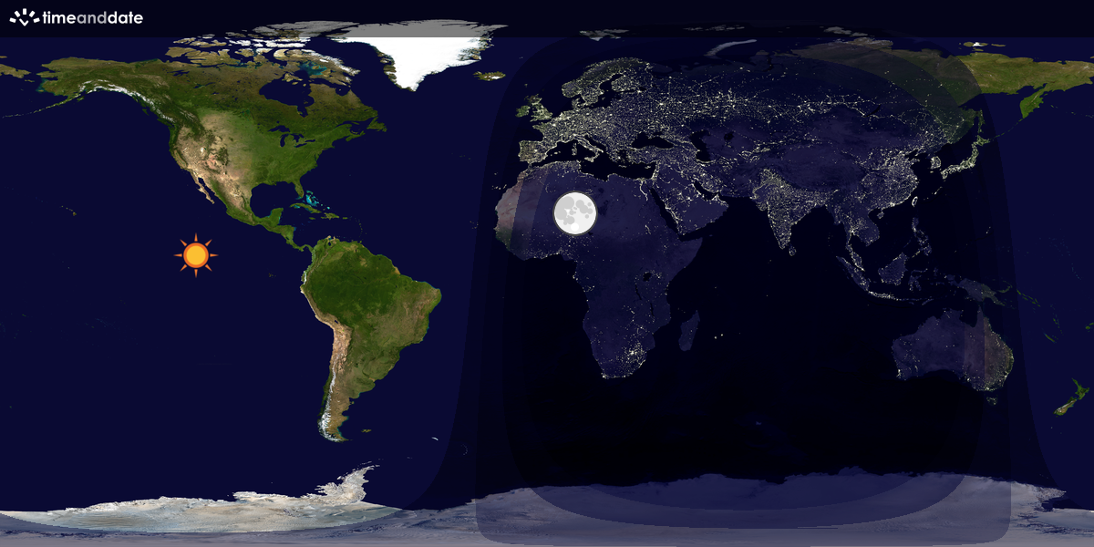 Verdenskart som viser dag og natt 