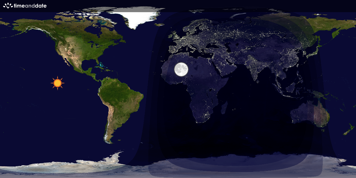 Verdenskart som viser dag og natt 