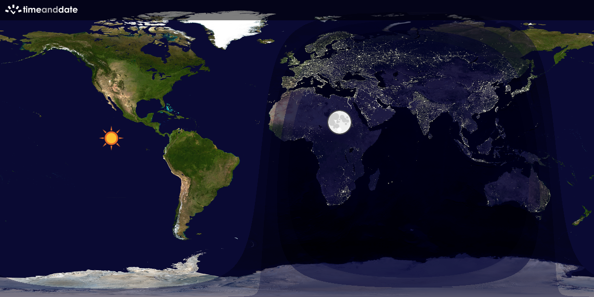 Verdenskart som viser dag og natt 