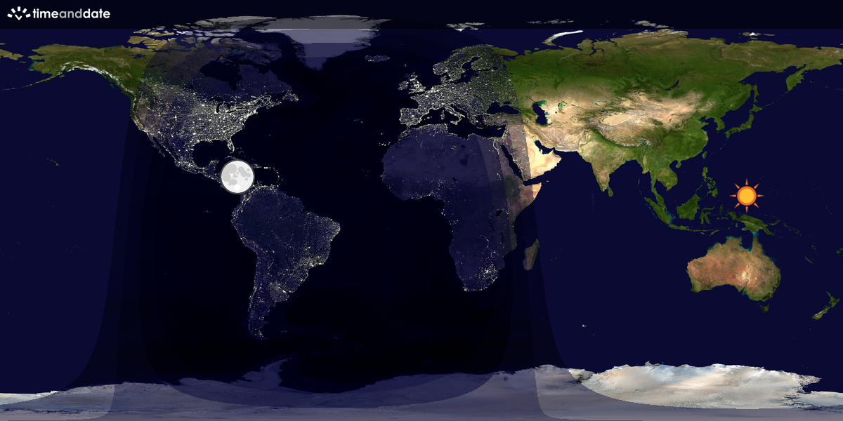 Verdenskart som viser dag og natt 