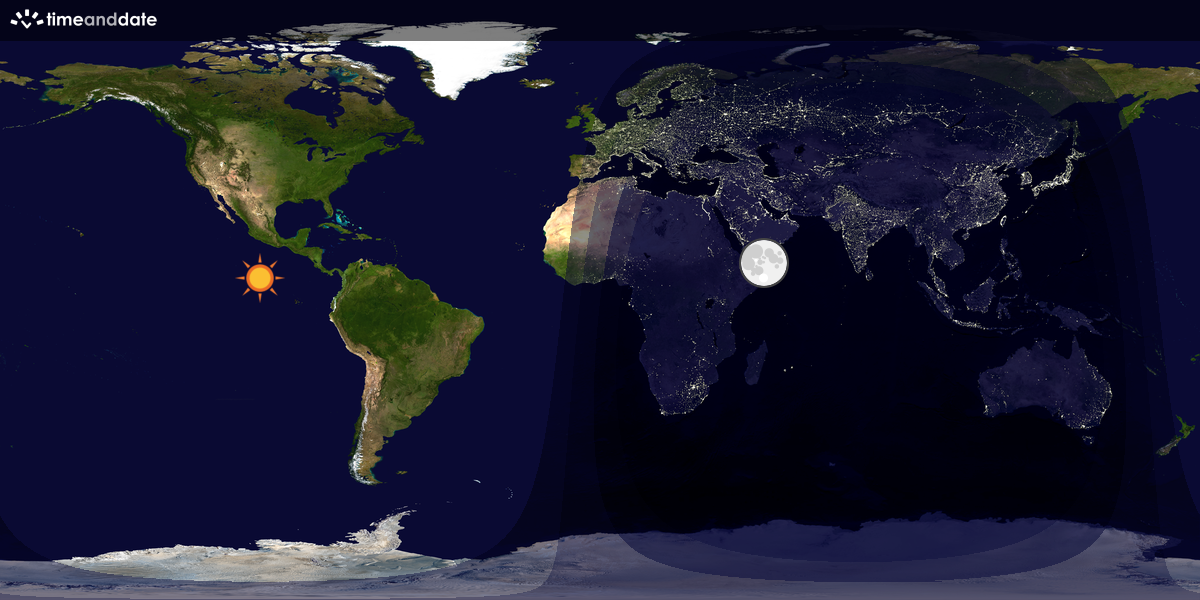 Verdenskart som viser dag og natt 