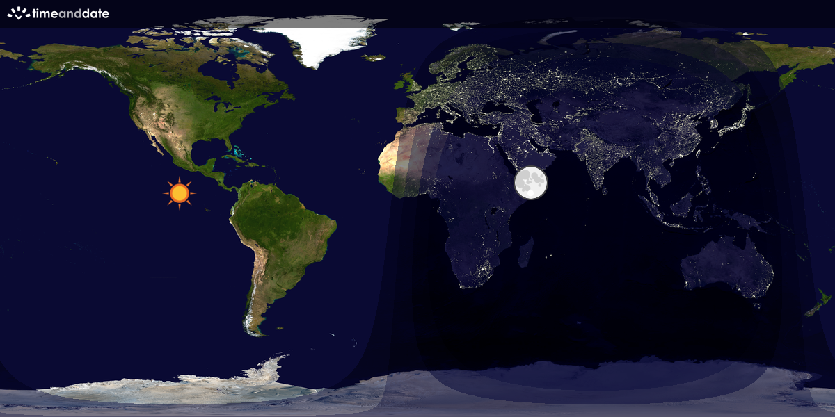 Verdenskart som viser dag og natt 