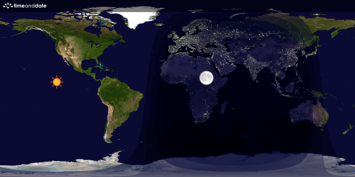 Verdenskart som viser dag og natt 