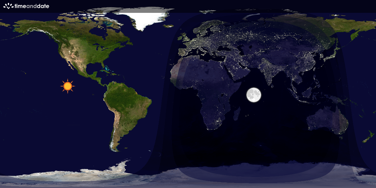 Verdenskart som viser dag og natt 