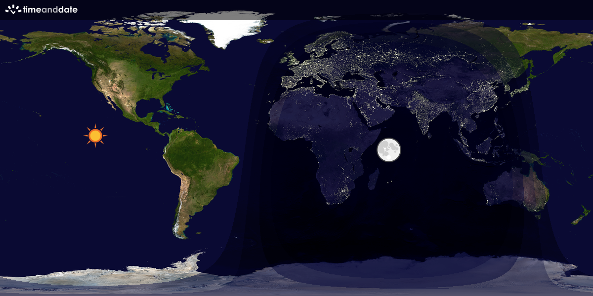 Verdenskart som viser dag og natt 