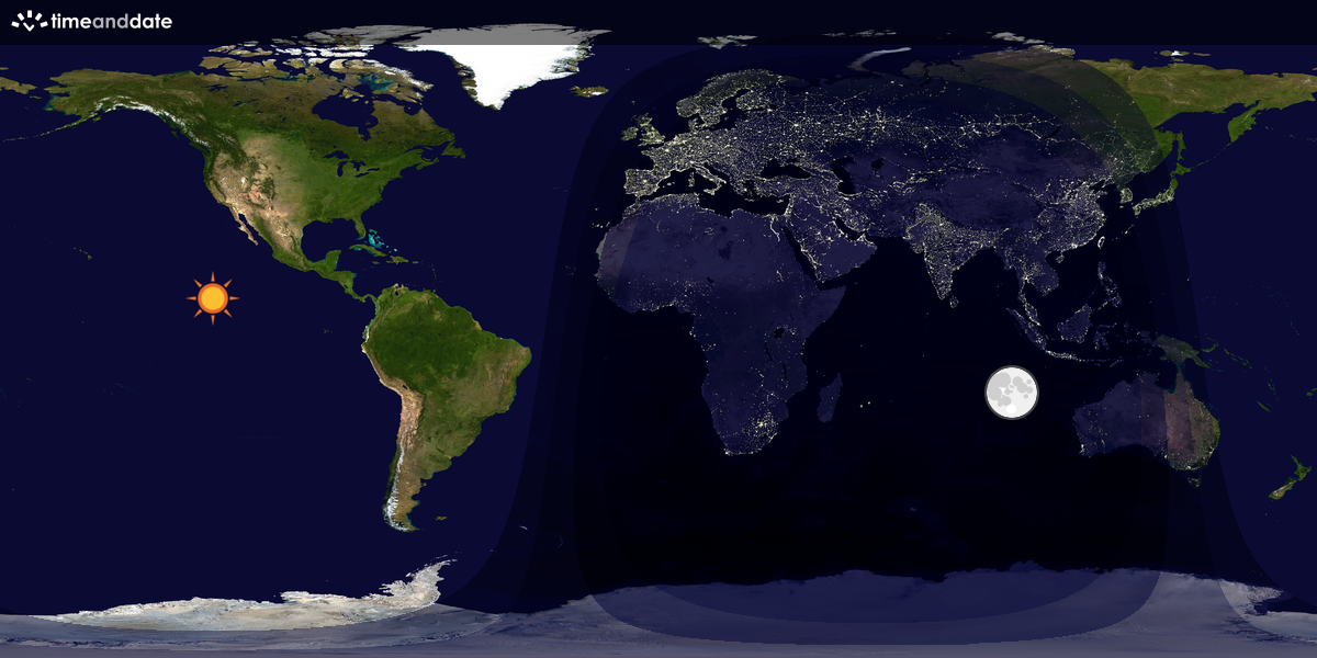 Verdenskart som viser dag og natt 