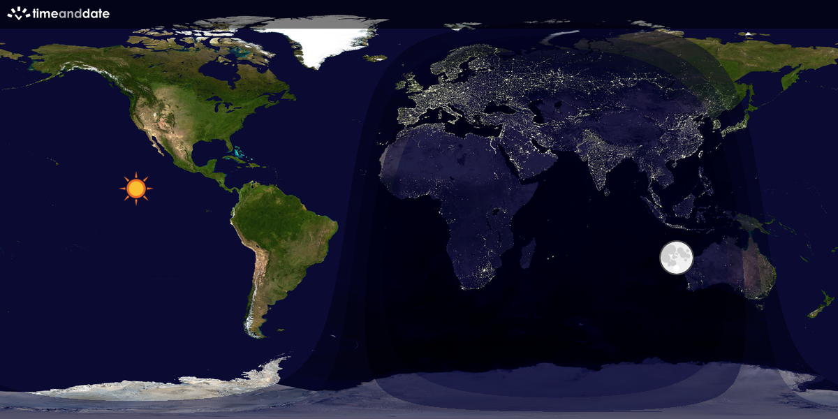 Verdenskart som viser dag og natt 