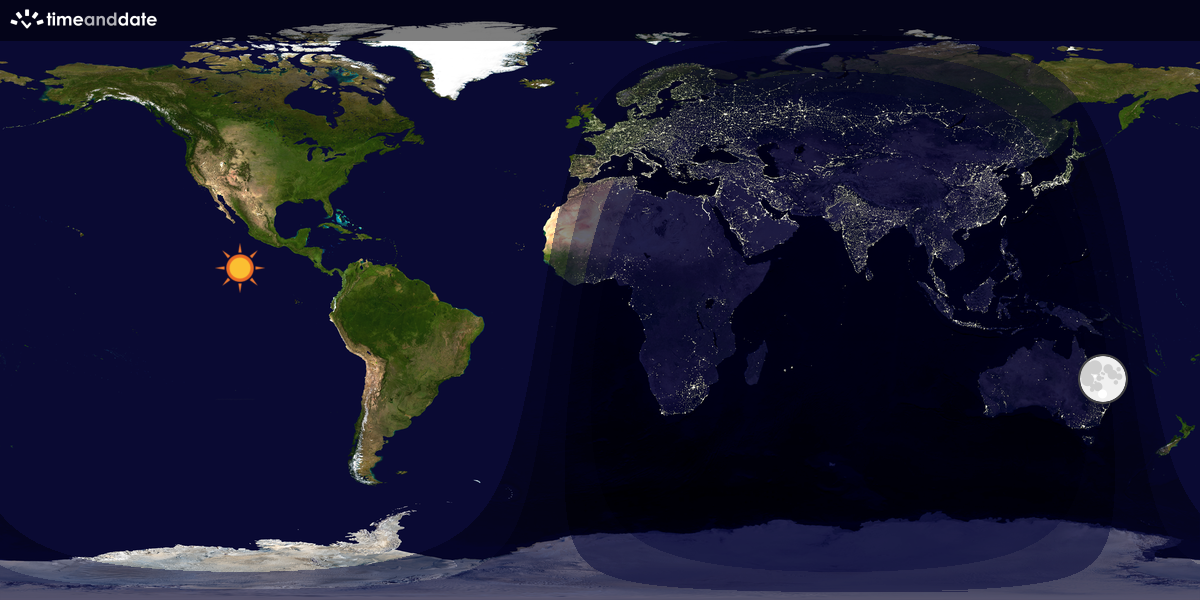 Verdenskart som viser dag og natt 