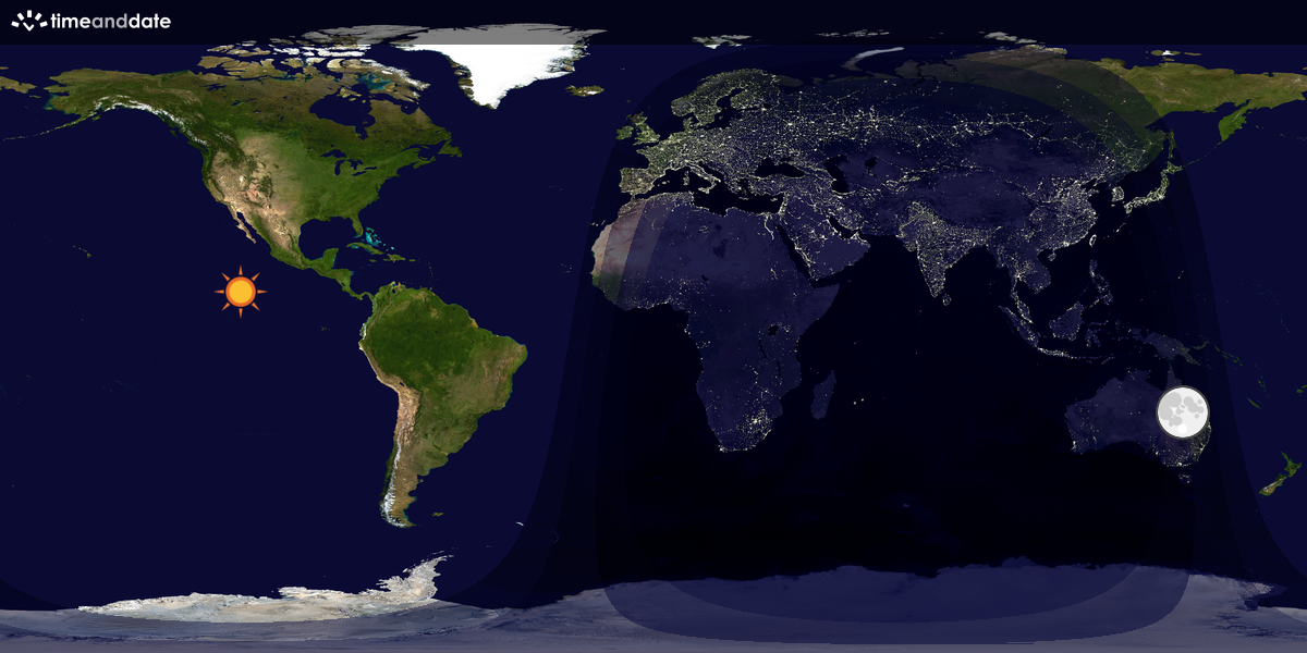 Verdenskart som viser dag og natt 