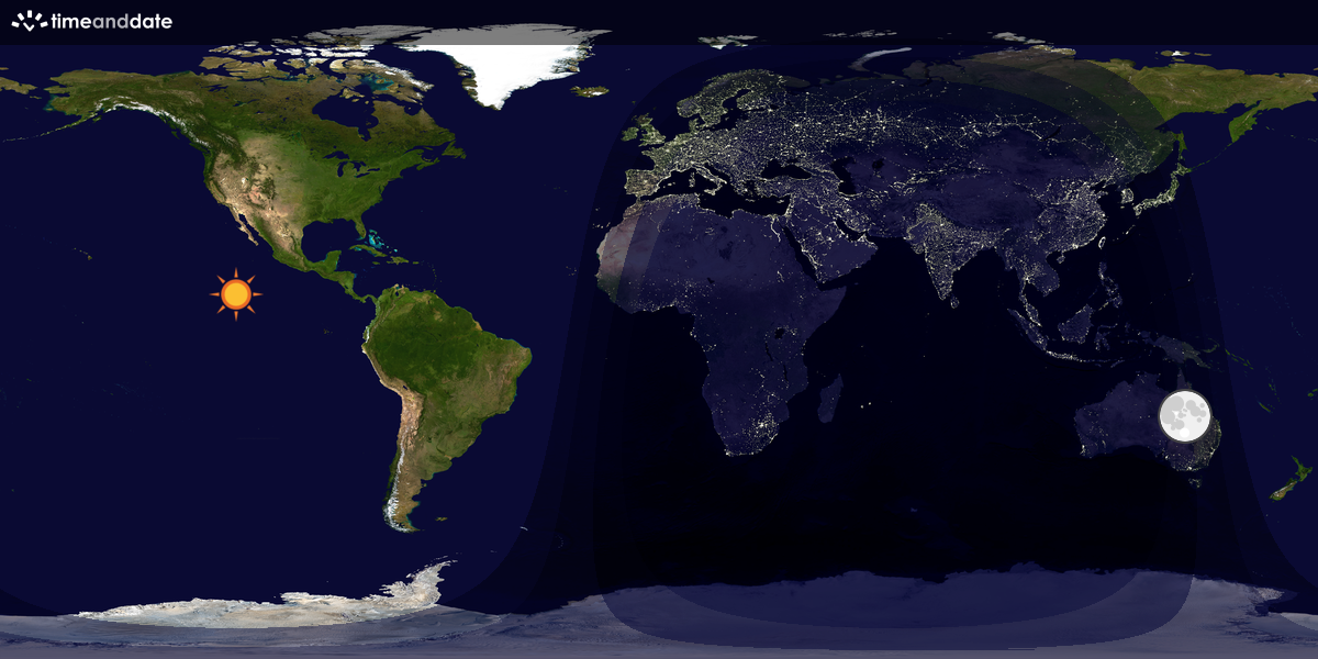 Verdenskart som viser dag og natt 