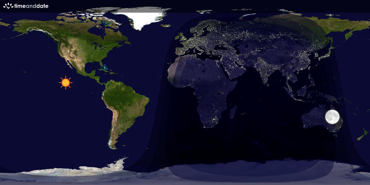 Verdenskart som viser dag og natt 