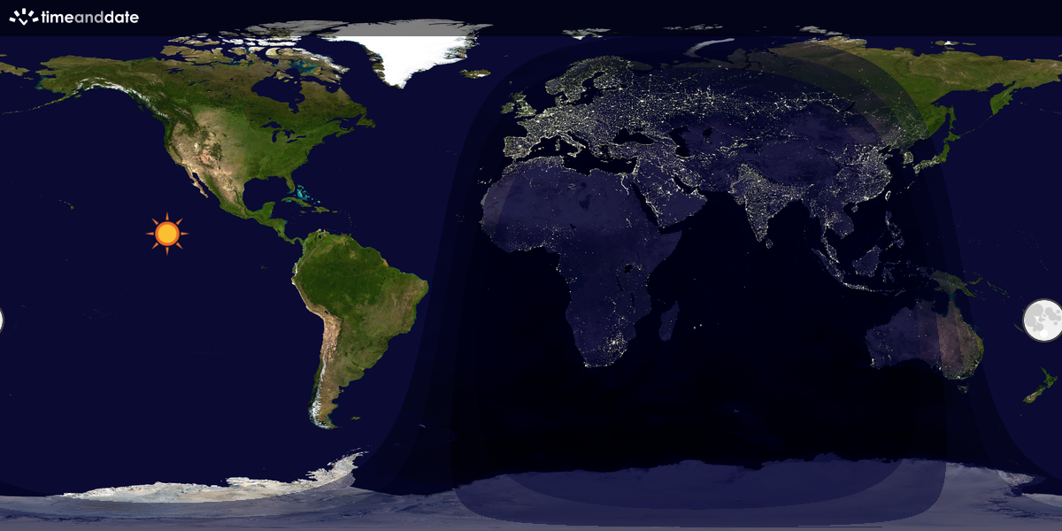 Verdenskart som viser dag og natt 