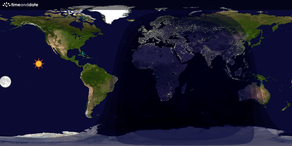Verdenskart som viser dag og natt 