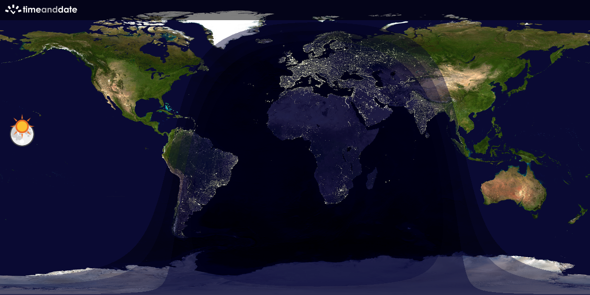 Verdenskart som viser dag og natt 