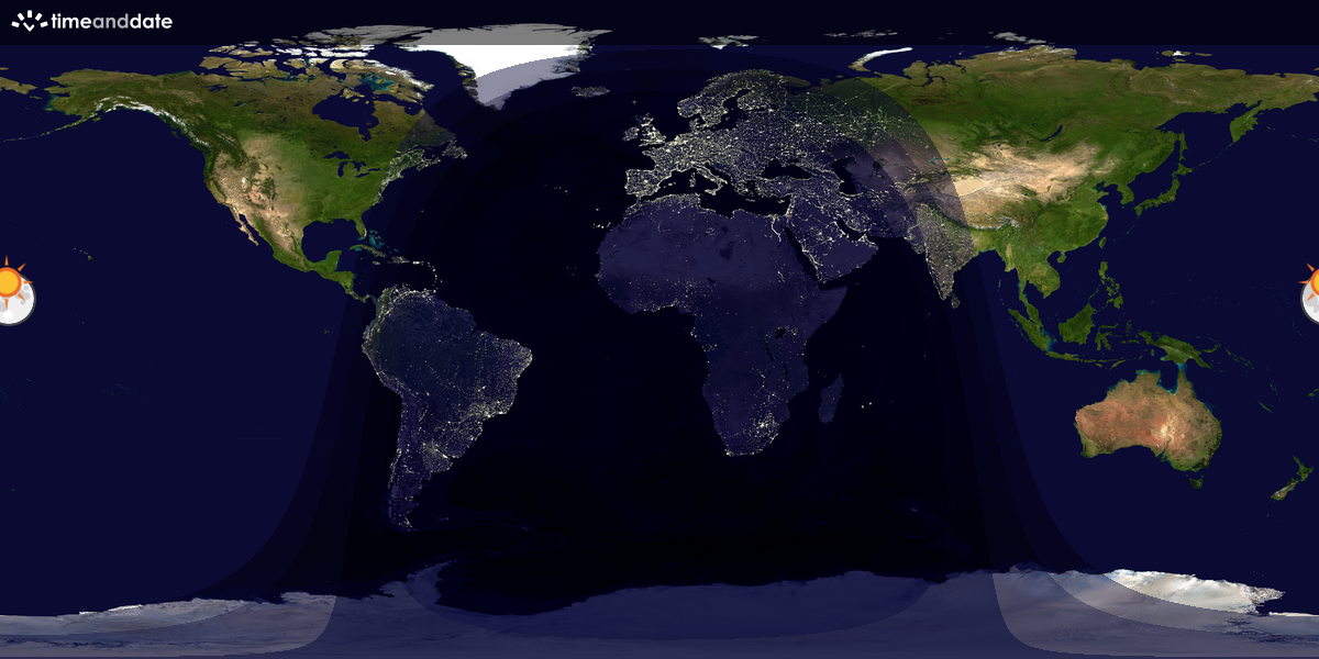 Verdenskart som viser dag og natt 