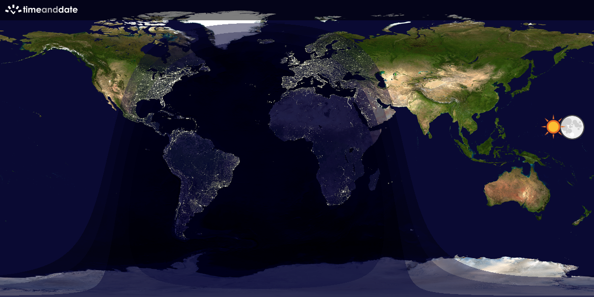 Verdenskart som viser dag og natt 