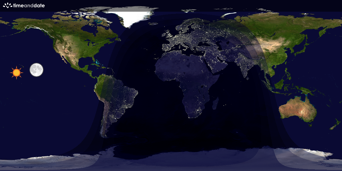 Verdenskart som viser dag og natt 