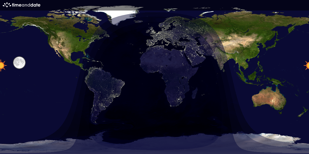 Verdenskart som viser dag og natt 