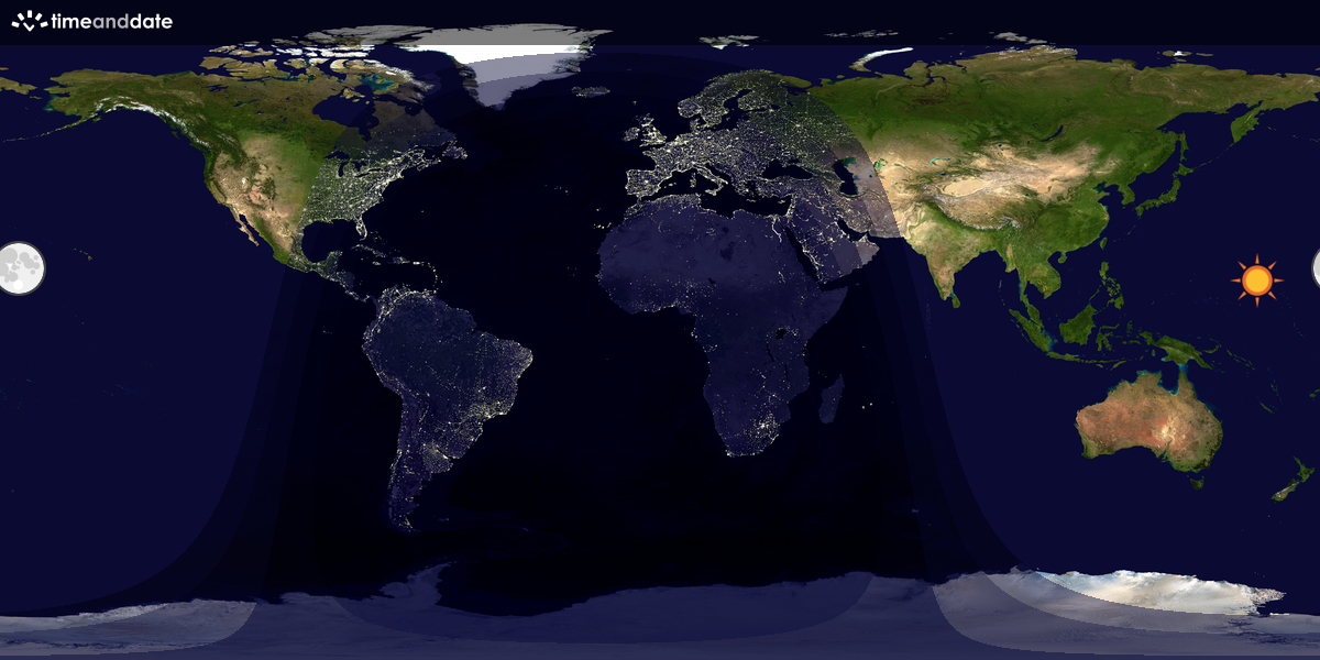 Verdenskart som viser dag og natt 