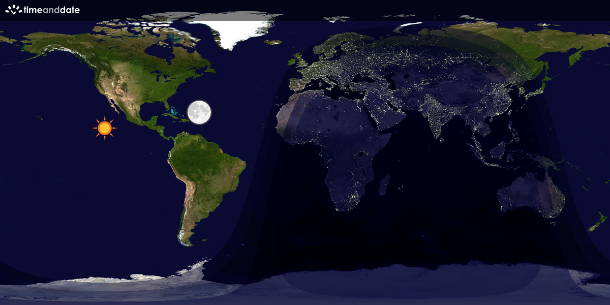 Verdenskart som viser dag og natt 