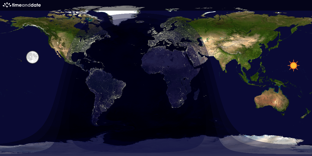 Verdenskart som viser dag og natt 