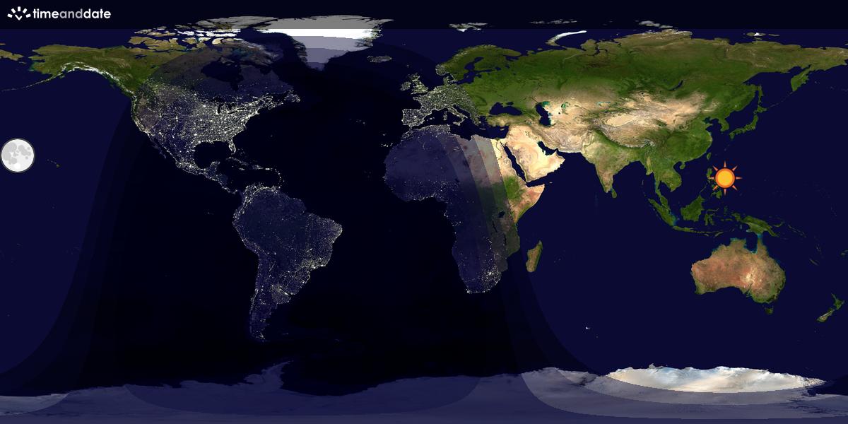 Verdenskart som viser dag og natt 