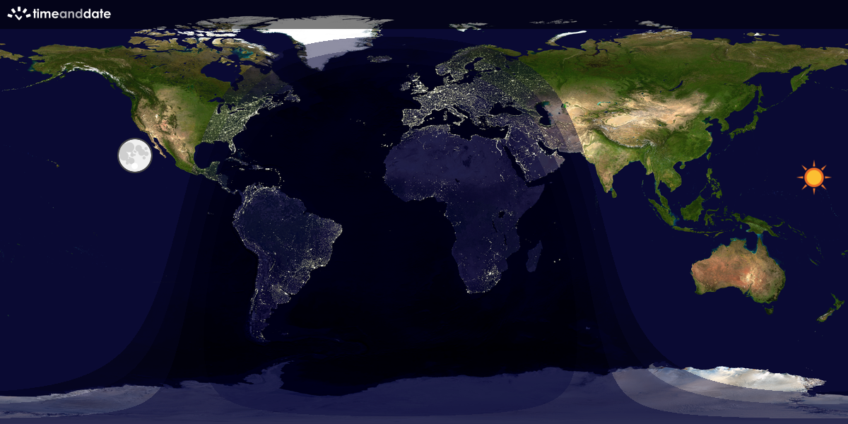 Verdenskart som viser dag og natt 