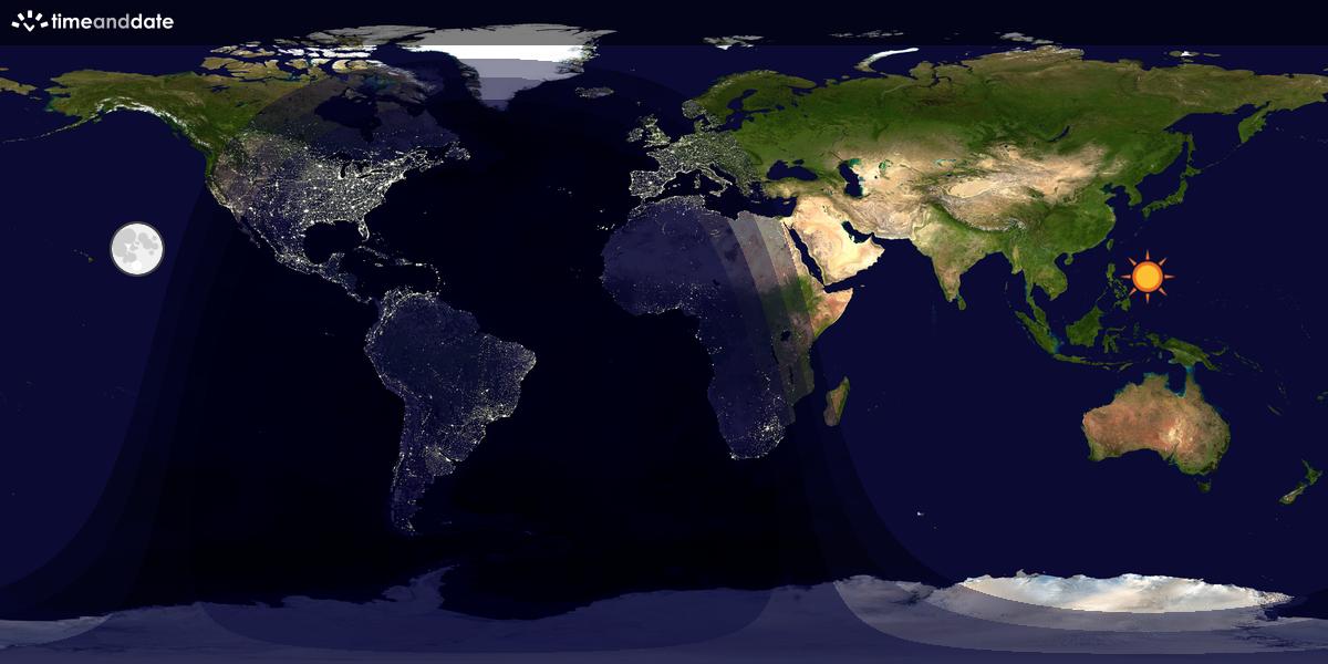 Verdenskart som viser dag og natt 